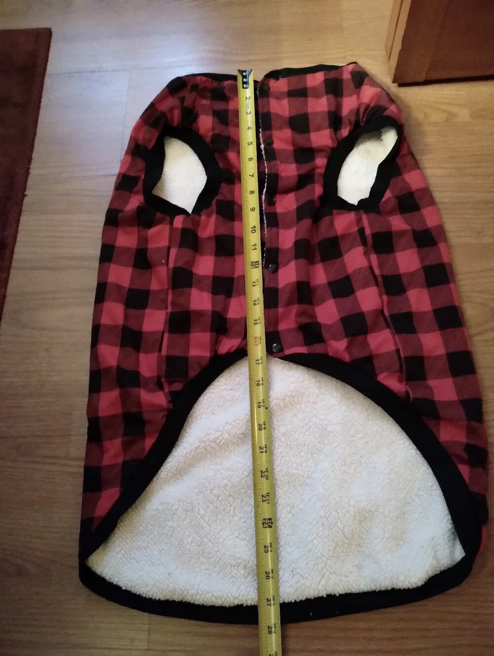 Red & Black Buffalo Check Dog Coat, Pjs By PAWZ Fleece Lined Sz M-XL